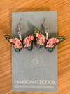 Wooden Butterfly and Floral Earrings with Roses