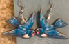 Wooden Vintage Flying Blue Bird Earrings