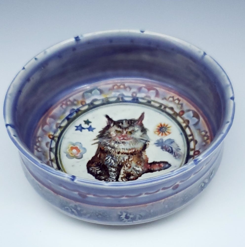 Image of Grumpy Periwinkle Cat Dish