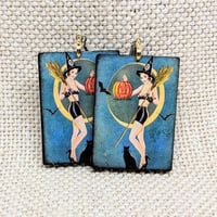 Image 1 of Wooden Vintage Witch Earrings