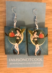 Image 2 of Wooden Vintage Witch Earrings
