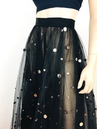 Image 3 of 1980s Black Tulle Net Silver Sequin Paillettes Ball Skirt