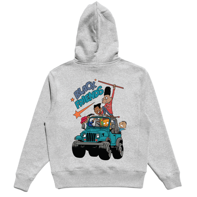 Black Friends Hoodie Grey