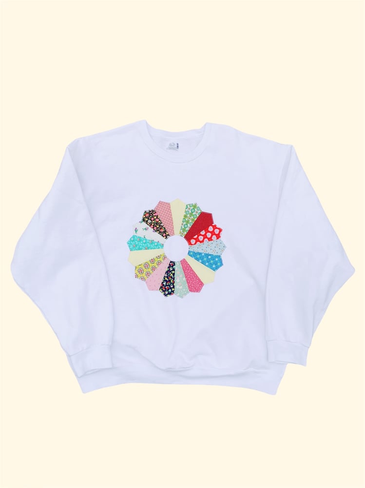 Image of Patchwork Dresden Plate Crewneck — White