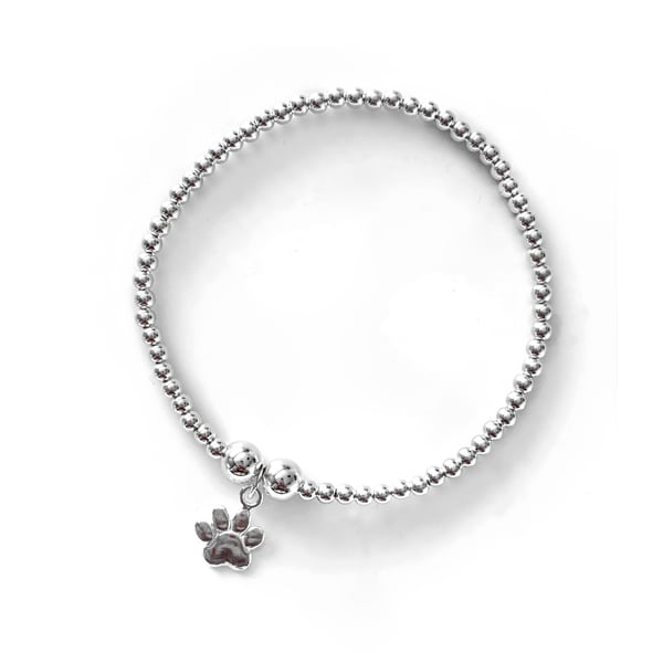 Image of Sterling Silver Paw Print Charm Bracelet