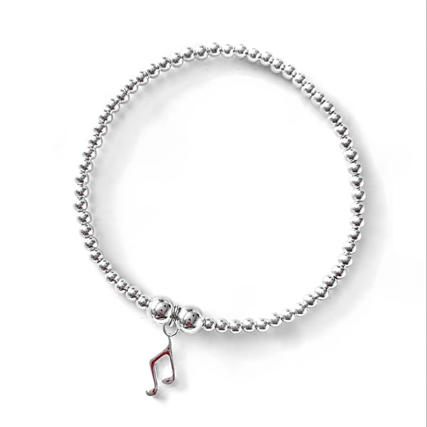 Image of Sterling Silver Musical Note Charm Bracelet