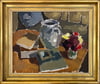 20th Century Painting ‘Still life Green book and flowers’