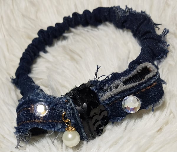 Image of Tasty Raw Edge Denim "Rory" Ponytail Scrunch-Me