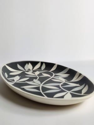 Image of Black, Grey & White Oval Leaf Platter