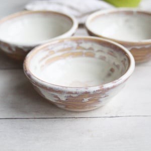 Image of Set of Three Small Rustic Prep Bowls Ceramic Pottery Ready to Ship Made in USA