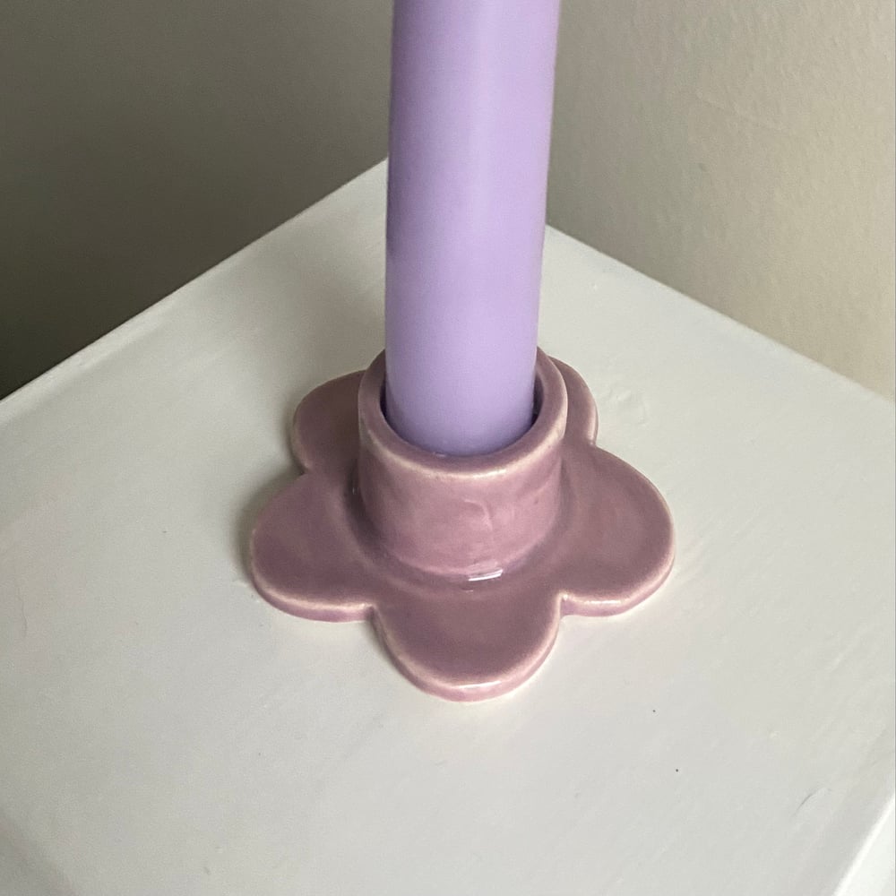 Image of Flower Candlestick Holder in Lilac