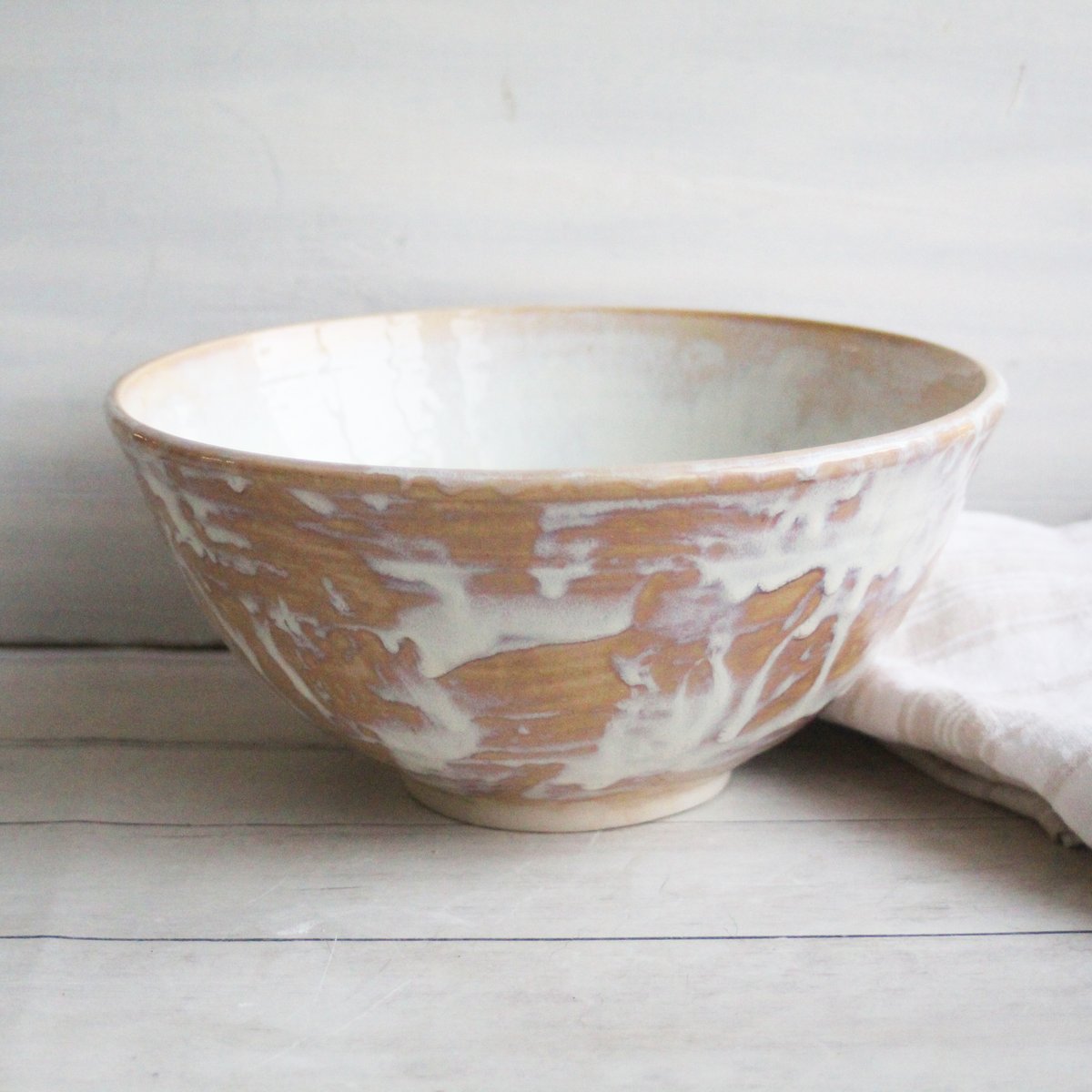Andover Pottery — Rustic Raw Stoneware Prep Bowl in Brown Speckled Glaze  Handcrafted in USA