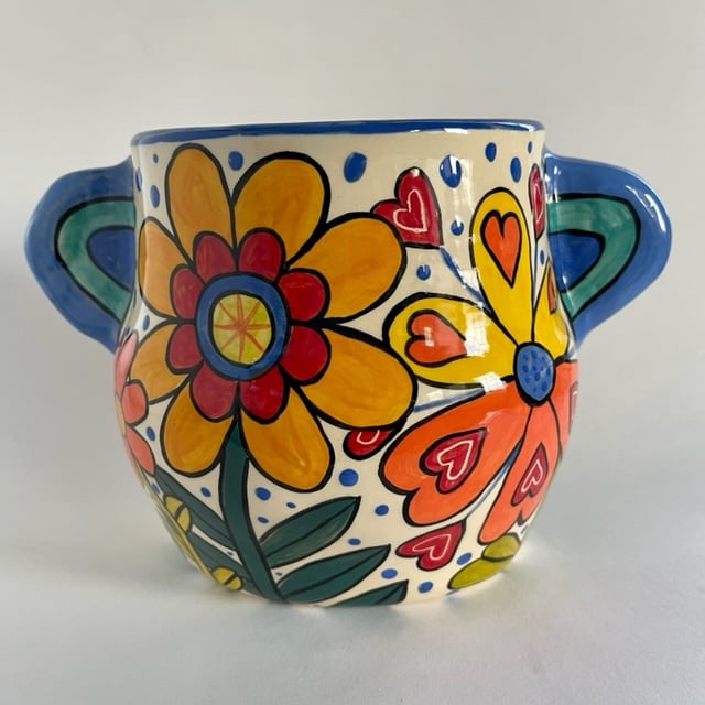 Image of 131 Large Floral Vase With Handles