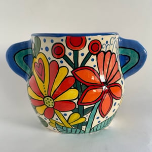 Image of 131 Large Floral Vase With Handles