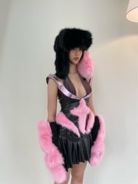 Image 2 of Black Pink Fur HAT