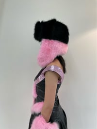 Image 3 of Black Pink Fur HAT