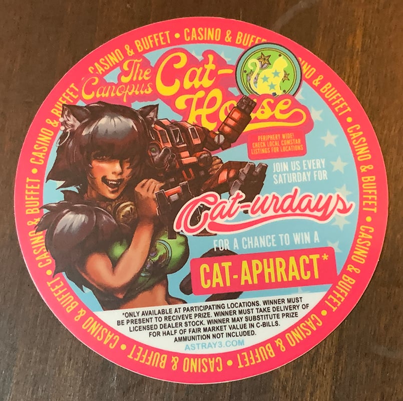 Image of Canopus Cathouse Caturday 3"x3" vinyl sticker!