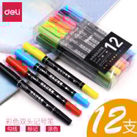Image 1 of Free Shipping Double Head Marker Pen 12 Colors Oily Hand Painting Art Hook Pens Quick Dry