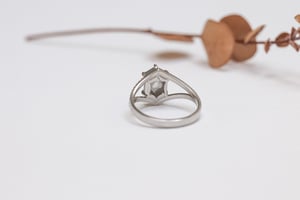 Image of Platinum hexagonal rose-cut grey diamond double wishbone ring (IOW184)