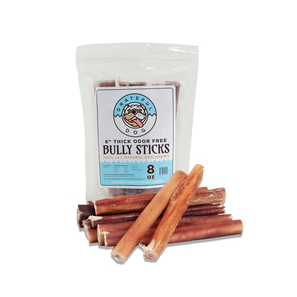 Image of Grateful Dog 6" 8 Oz Odor Free Thick Bully Sticks