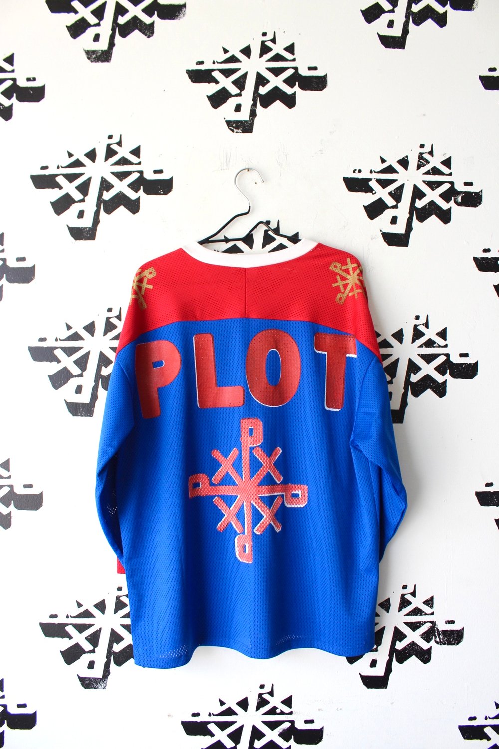 cold player hockey jersey in red/wht/blue