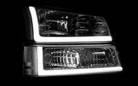 Image 1 of 03-06 SILVERADO CLEAR HEADLIGHTS WITH L-STYLE LED LIGHTS
