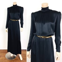 Image 1 of 1970s Christian Dior Black Silk Open Back Maxi Dress