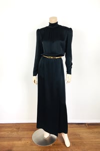 Image 2 of 1970s Christian Dior Black Silk Open Back Maxi Dress