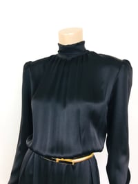 Image 3 of 1970s Christian Dior Black Silk Open Back Maxi Dress