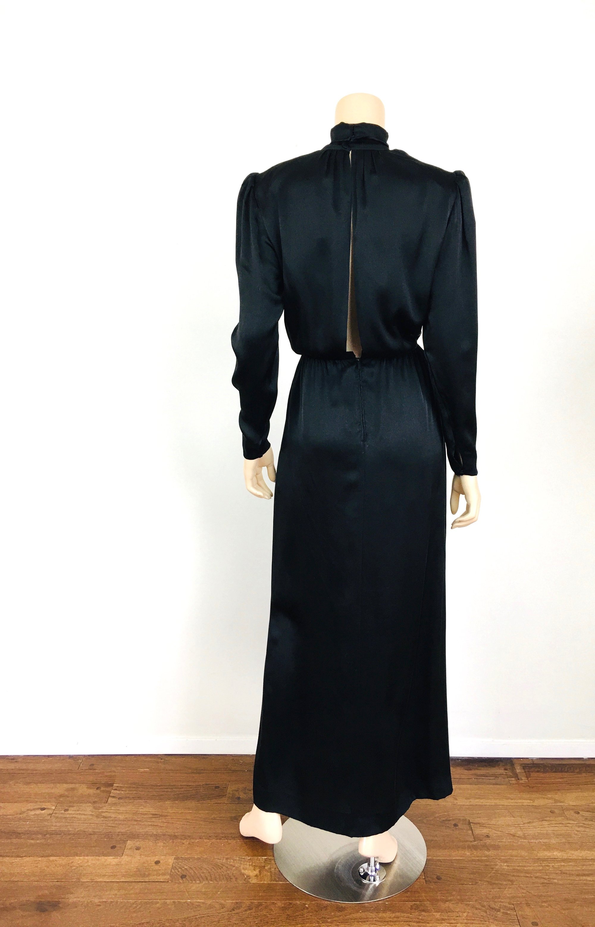 1970s Christian Dior Black Silk Open Back Maxi Dress | fabulous mess vintage 1970s Christian Dior Black Silk Open Back Maxi Dress | fabulous mess vintage