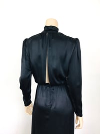 Image 5 of 1970s Christian Dior Black Silk Open Back Maxi Dress