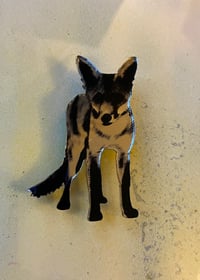 Image 1 of Fox printed mirror Perspex brooch
