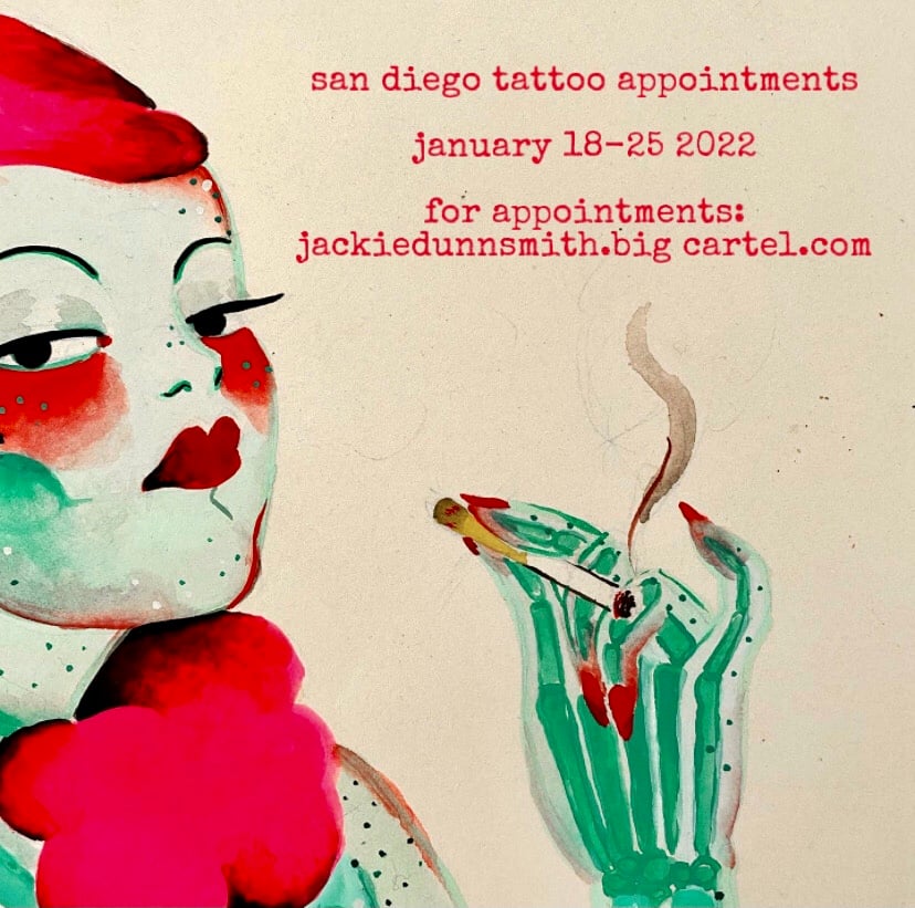 Image of San Diego Tattoo Appointments January  2022