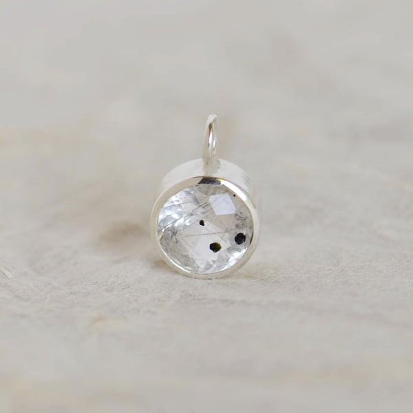 Image of Himalaya  'Herkimer' Diamond Quartz round cut silver necklace