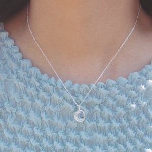 Image of Natural Himalayan 'Herkimer' Diamond Quartz round cut silver necklace