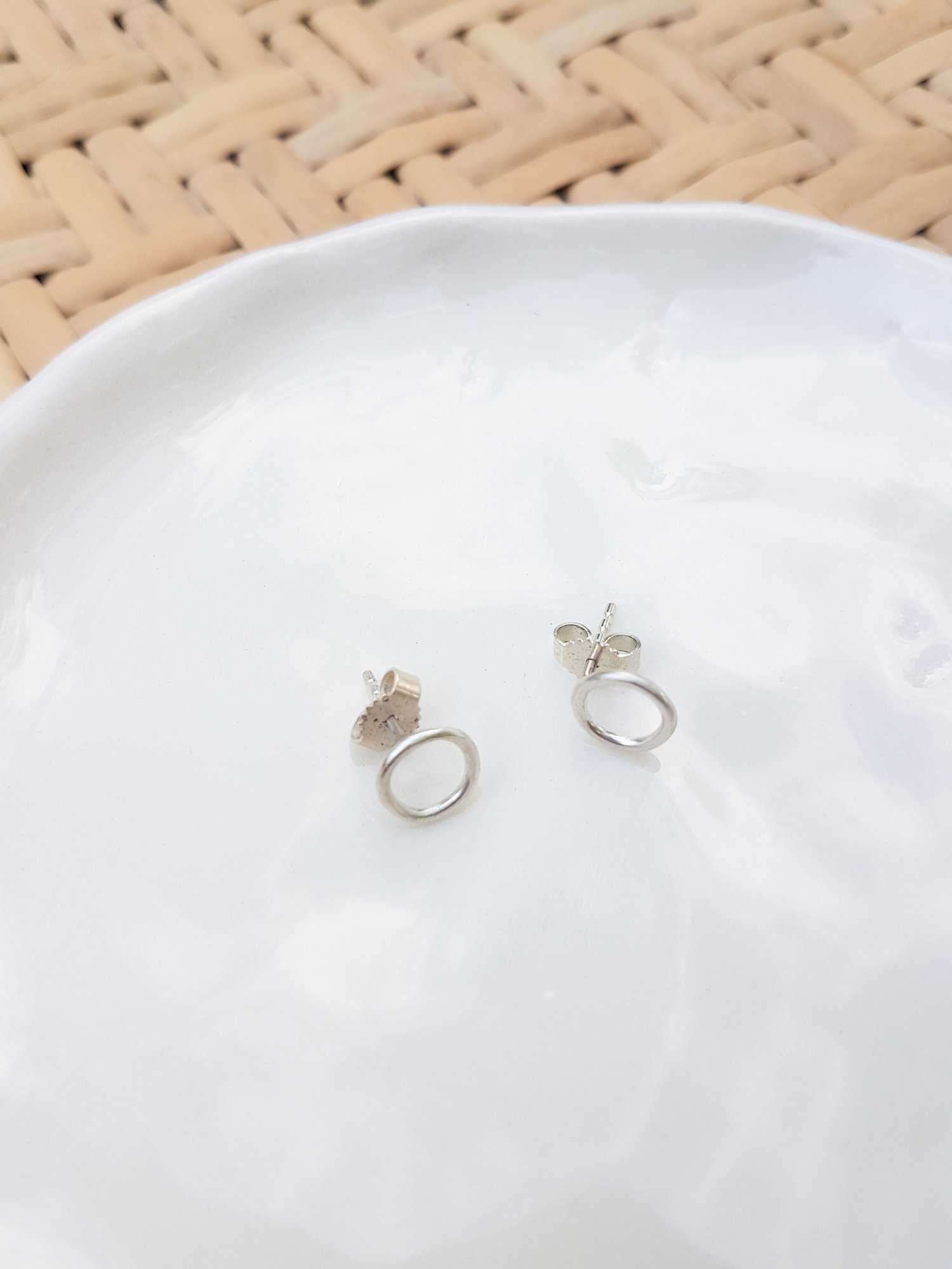 Image of Small New Moon Silver Earrings