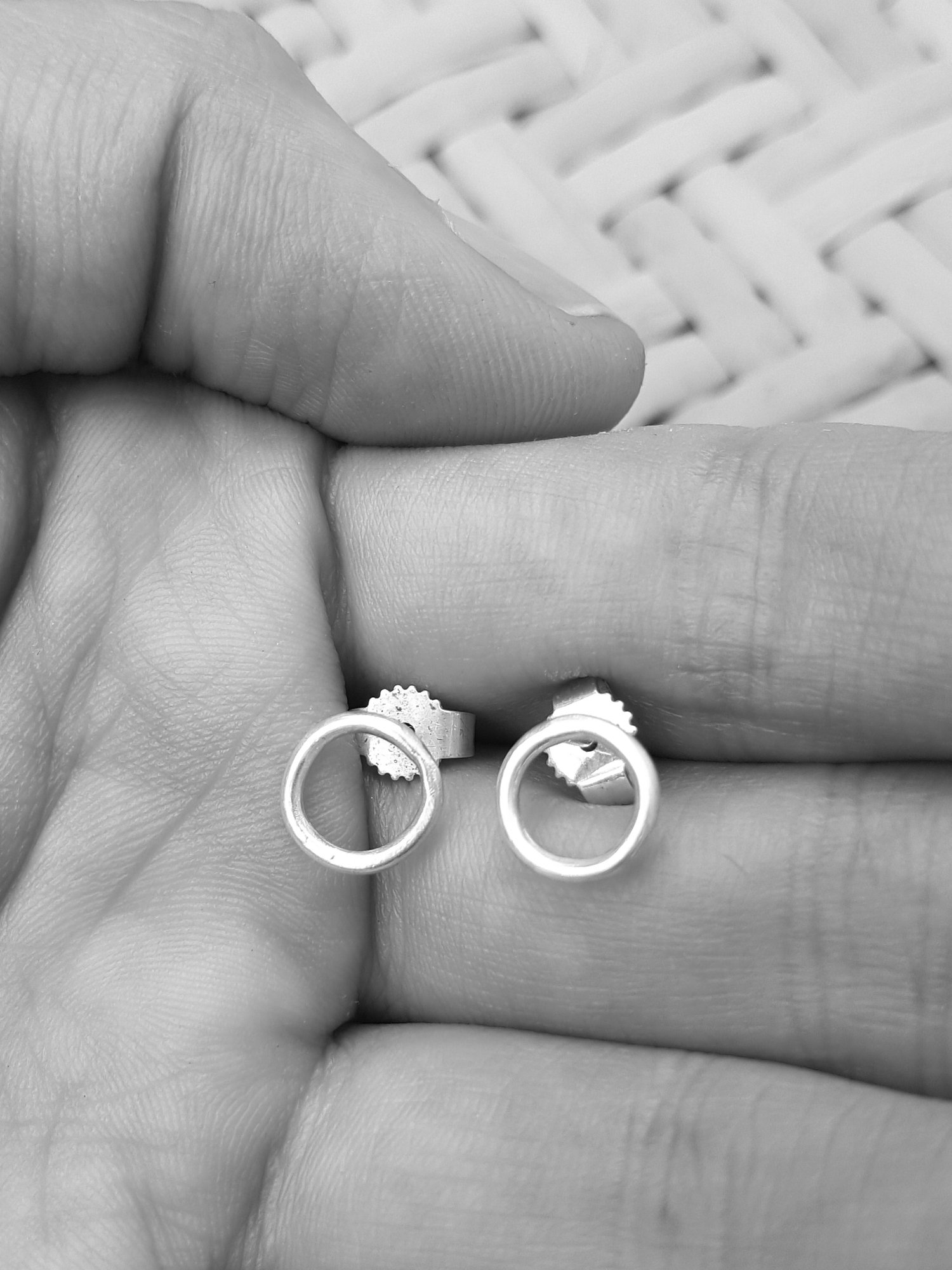 Image of Small New Moon Silver Earrings