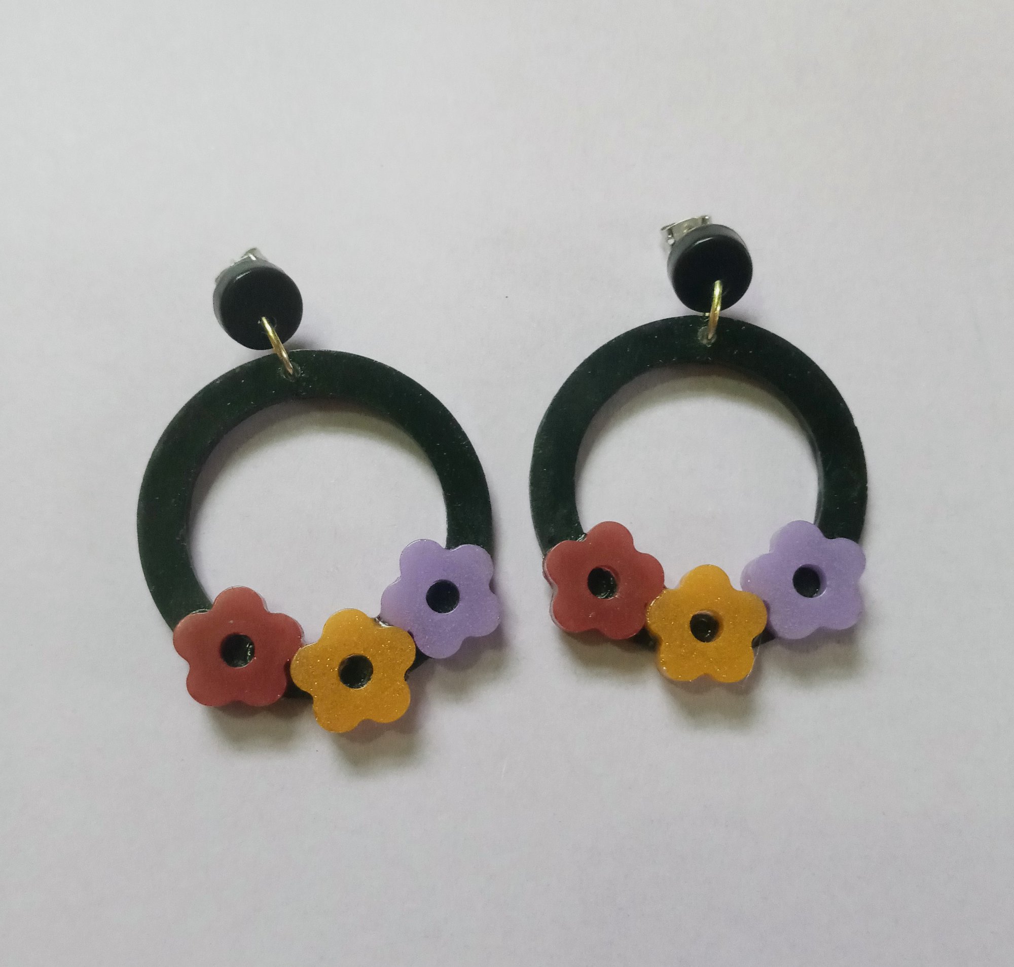 Image of flower circle earrings