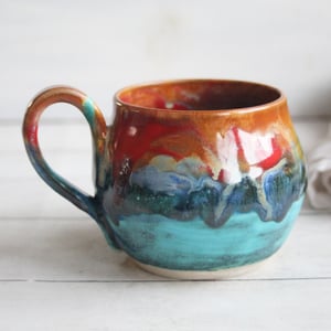 Image of Gorgeous Handmade Coffee Mug in Multi Colored Glazes, Colorful Coffee Cup, Handmade in USA (#4)