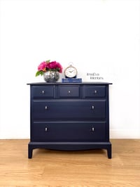 Image 1 of Upcycled Stag Minstrel Chest Of Drawers painted in navy blue