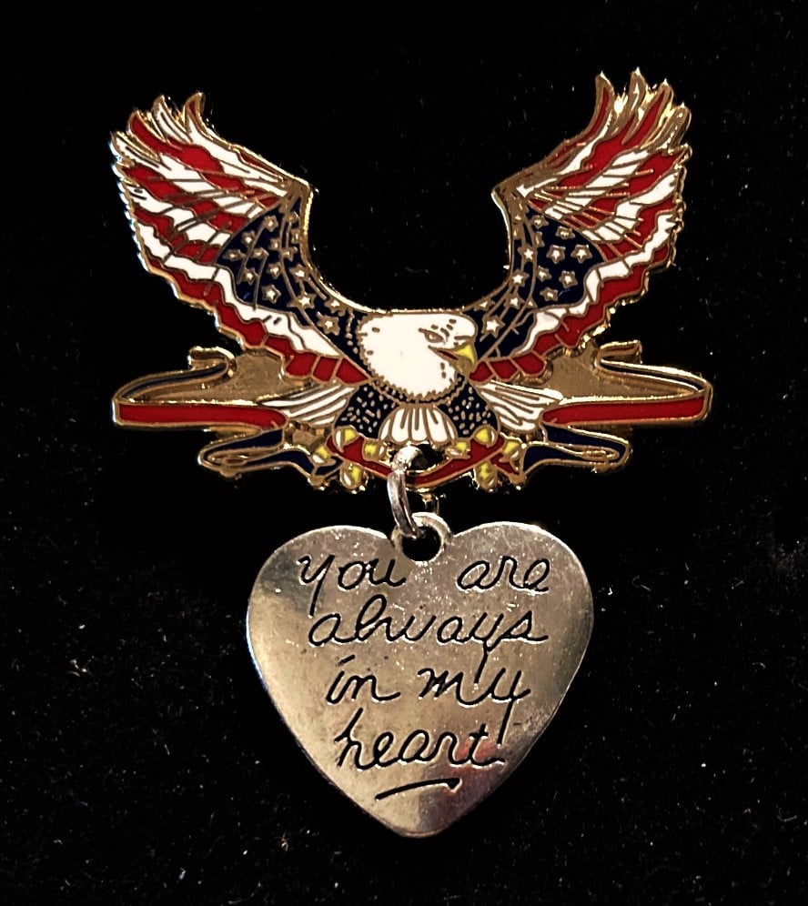 Image of Patriotic Eagle with Always In My Heart charm