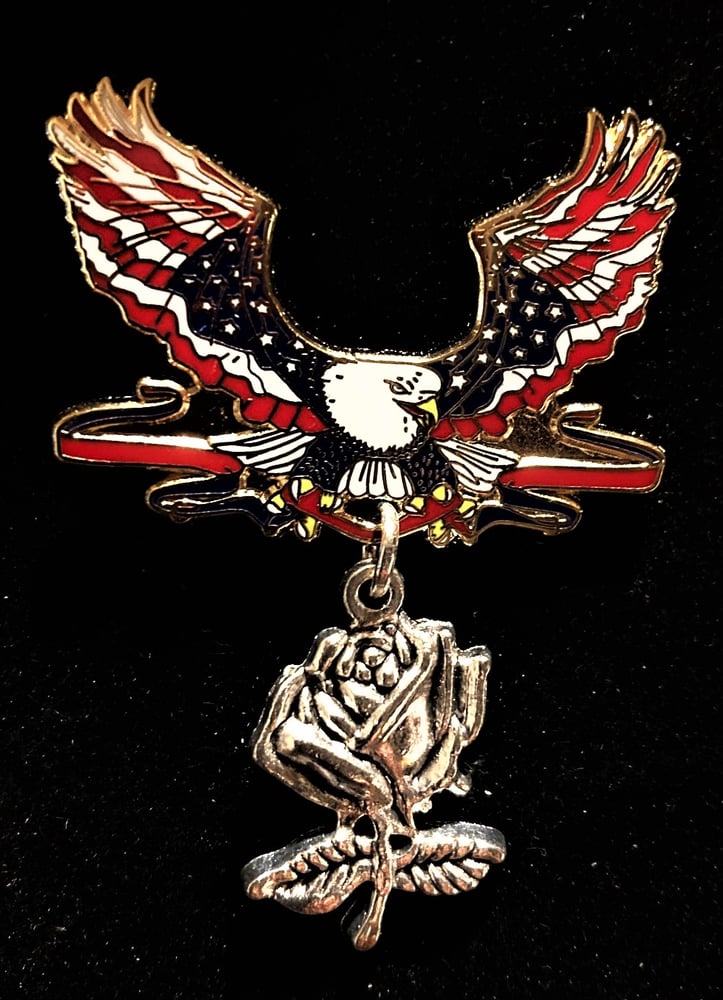 Image of Patriotic Eagle with Silver Rose Charm