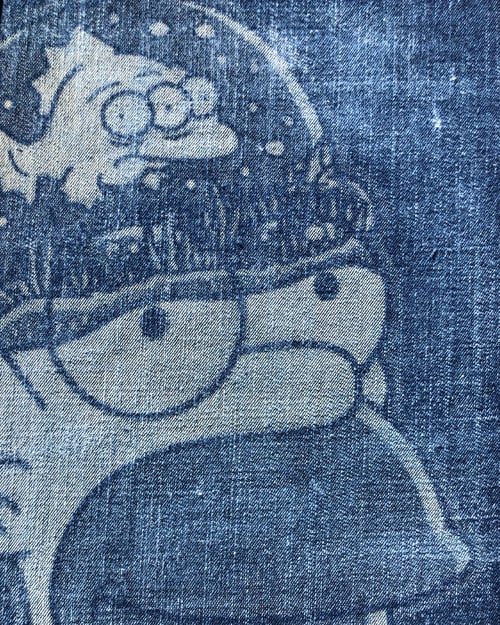 Image of Blinky in the Brain -16" Laser Engraved Hand Distressed on Denim - Art Print