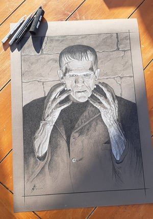 Frankenstein 1931 - Boris Karloff [2] - original pencil drawing 11.7"x16.5"