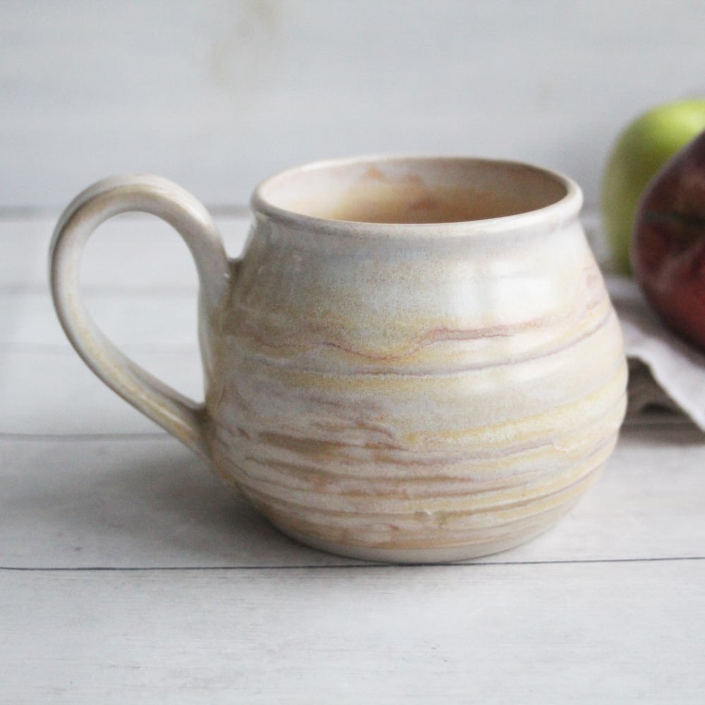 Image of Handcrafted Pottery Mug in Buttercream Glaze, Stoneware Coffee Cup, Made in USA