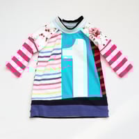 Image 1 of turquoise pink big mix 12m 1st 1 one first birthday bday long sleeve tunic dress courtneycourtney