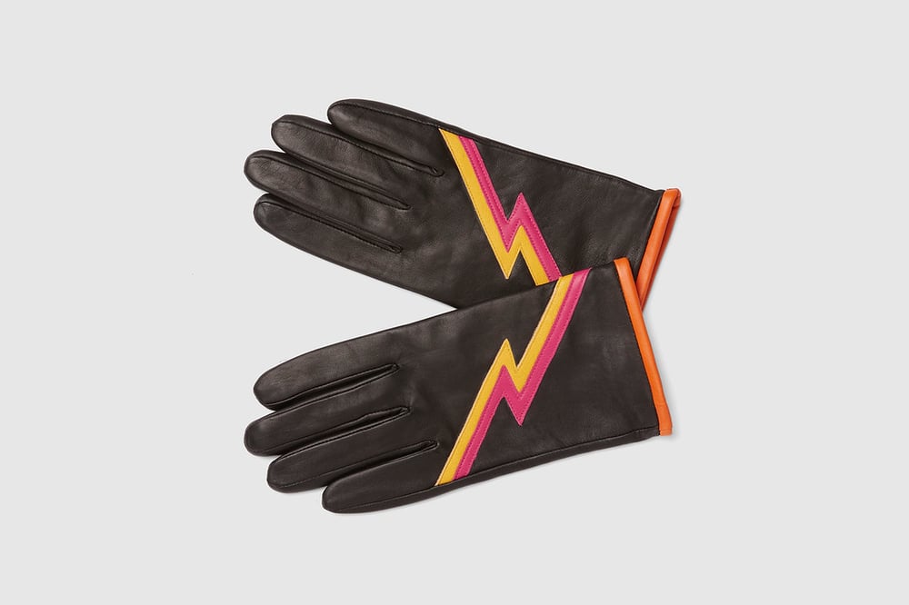 Black Ziggy Leather Gloves