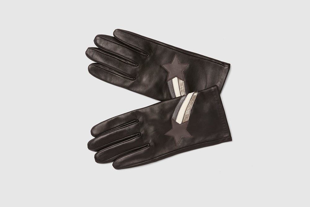 Black Shooting Star Leather Gloves