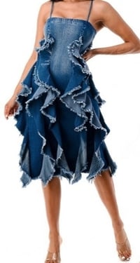 Image 1 of Denim Ruffle Dress