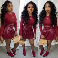 Burgundy Hot Girl Skirt Set